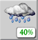 This Afternoon: A chance of rain. Mostly sunny. High near 48, with temperatures falling to around 44 in the afternoon. Southeast wind around 3 mph. Chance of precipitation is 40%. This Afternoon: Chance Light Rain