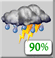 Saturday: Rain before 11am, then showers and thunderstorms between 11am and 5pm, then a chance of rain. Mostly cloudy. High near 58, with temperatures falling to around 55 in the afternoon. Southwest wind around 2 mph. Chance of precipitation is 90%. New rainfall amounts between a tenth and quarter of an inch possible. Saturday: Showers And Thunderstorms